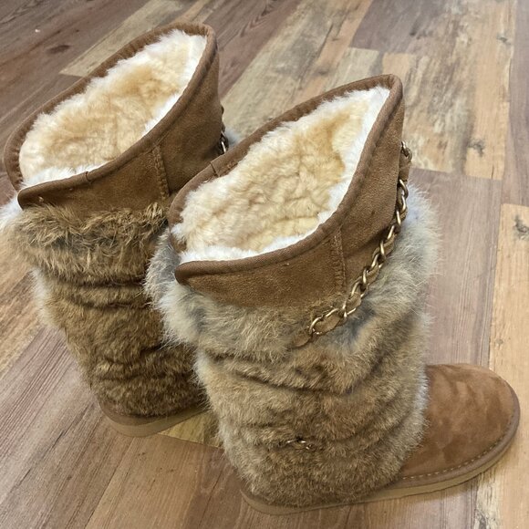 Atilla Brown Rabbit Fur Boots by Australia Luxe Collective Size 6 - Picture 6 of 8